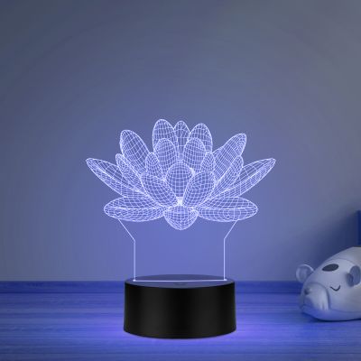 3D Illusion Lotus Flower Led Night Lamp Multicolored Light Home Decor Light